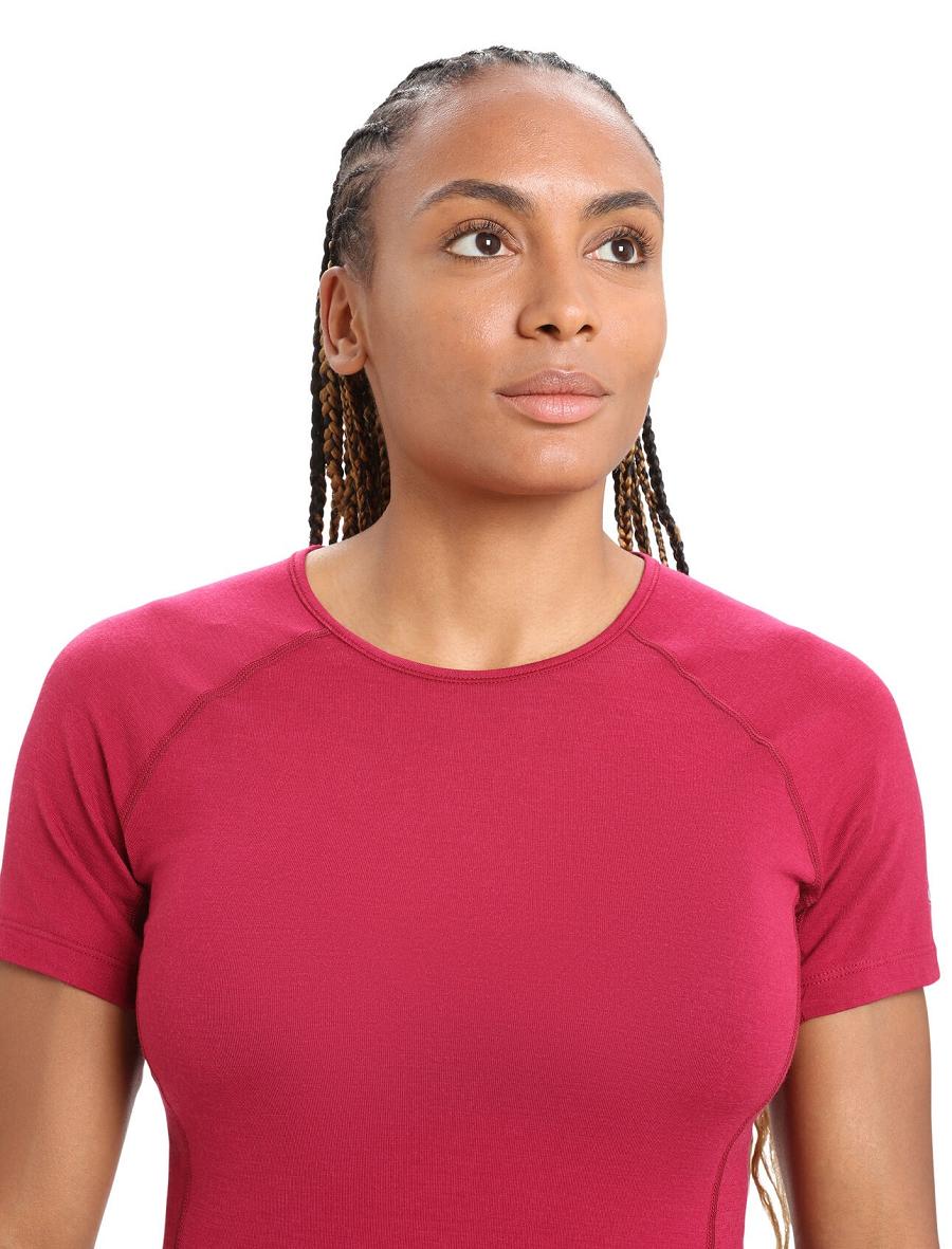 Women's Icebreaker BodyfitZone™ Merino 150 Zone Short Sleeve Crewe Thermal Top Base Layers Cherry | CA 1058BEXC